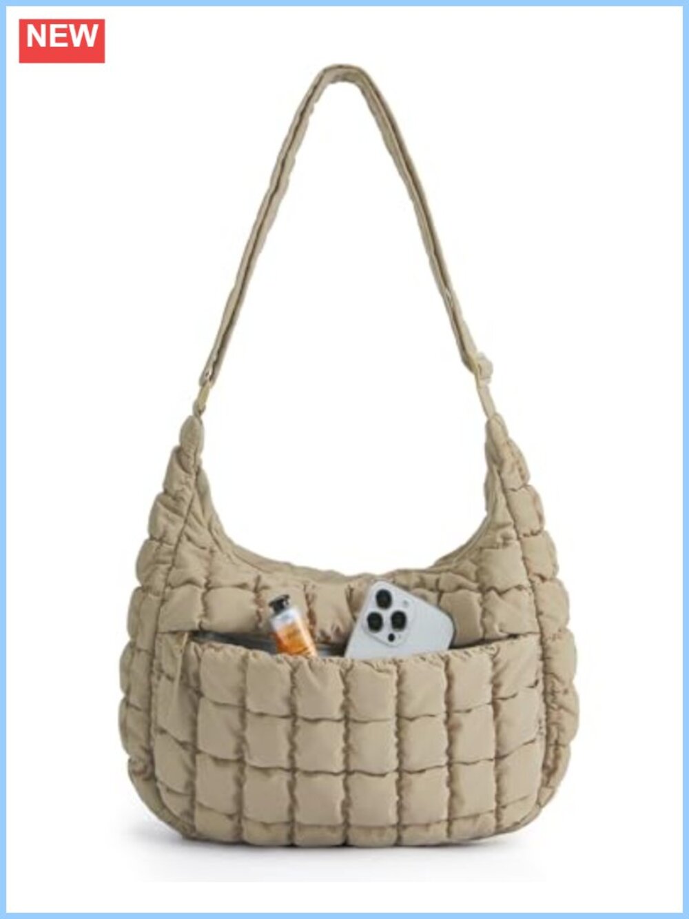 Quilted Crossbody Bag Hobo Shoulder Purse with Adjustable Strap Women's Travel
